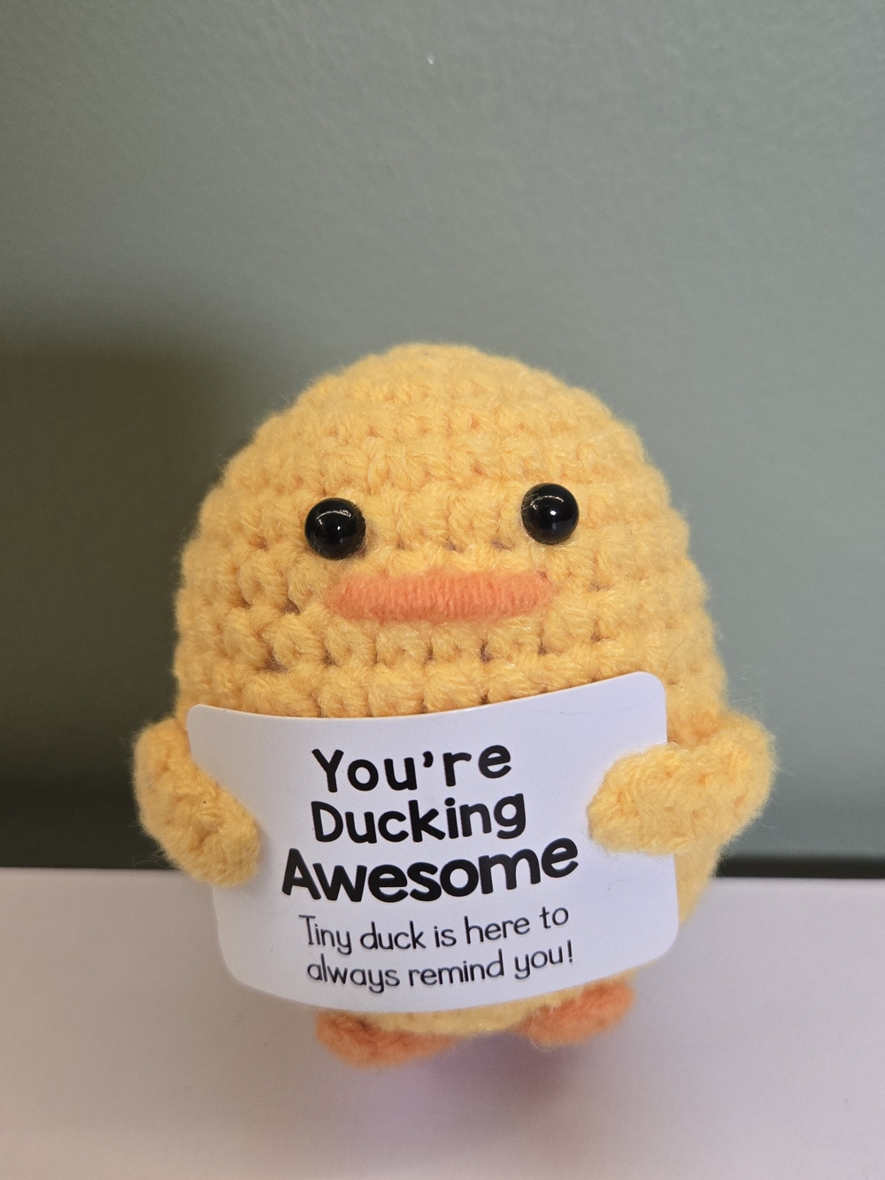 💛 Pocket Emotional Support Crochet Duck – "You're Ducking Awesome" 💛